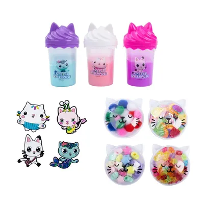 Set creativ Gabbys Dollhouse cu 3 Slime-uri Colorate, 4 Talismane si Confetti