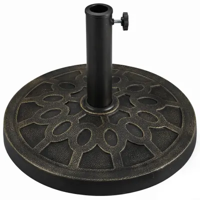 Outsunny Bază Rotundă pentru Umbrelă de Ø38 mm și Ø48 mm cu Mâner, Ø45x33 cm, Bronz | Aosom Romania