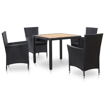 Gossi set mobilier de exterior cu perne, 5 piese, negru, poliratan