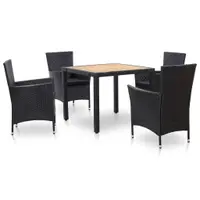 Gossi set mobilier de exterior cu perne, 5 piese, negru, poliratan