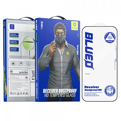 Folie de protectie Ecran Blueo Anti-Dust HD pentru Apple iPhone 17e / 16e / 14 / 13 Pro, Sticla Securizata, Full Glue, Neagra