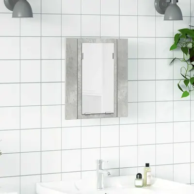vidaXL Dulap de baie cu oglindă & LED, gri beton, 40x12x45 cm acril