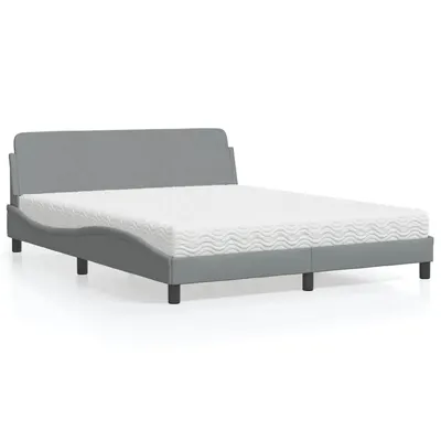 vidaXL Pat cu saltea, Dover, gri deschis, 160x200 cm, textil