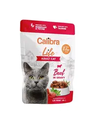 CALIBRA Cat Life Pouch Adult Beef in gravy 85 g vita in sos pentru pisici