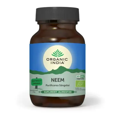 Neem Antibiotic și Antifungic Natural 60 cps ECO| Organic India