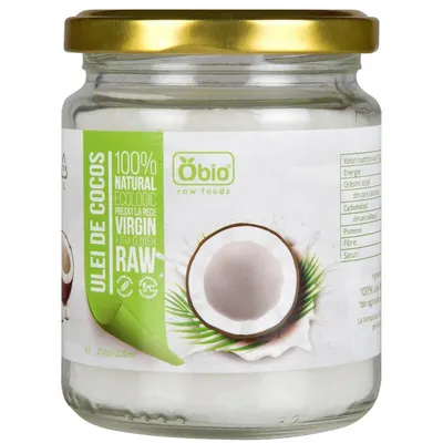Ulei de cocos bio presat la rece 202g/220ml Obio