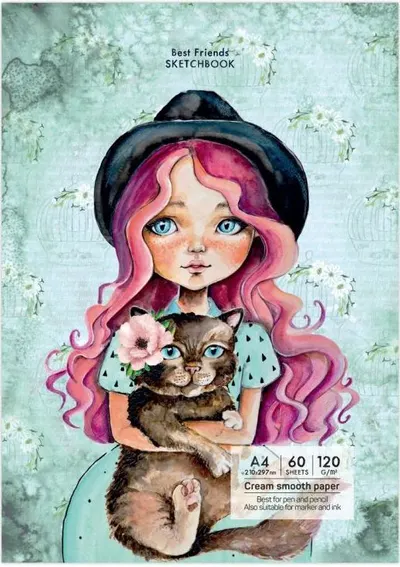 Caiet de schițe Drasca Having a lovely Time - Best friends, A4, 60 de coli