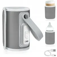 Incalzitor biberoane, Lionelo, ThermUp Go, Portabil, Temperatura constanta pana la 24 h, Incarcare USB, Gri