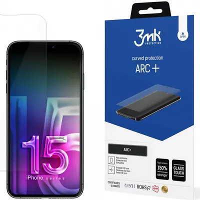 Folie de protectie Ecran 3MK ARC+ pentru Apple iPhone 15, Plastic