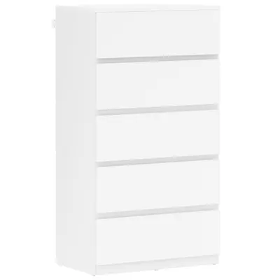 HOMCOM Comodă Sideboard Sertar, 5 sertare, 55 cm x 34 cm x 100 cm, Alb | Aosom Romania