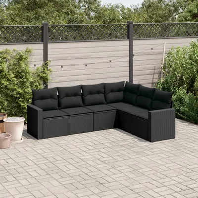 Gossi set mobilier de gradina cu perne, 6 piese, negru, poliratan