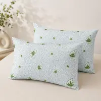 Set 2 Perne din spuma cu memorie si husa cu fermoar Aloe Vera, 42x72cm, forma clasica