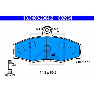 Set placute frana, frana disc ATE 13.0460-2964.2