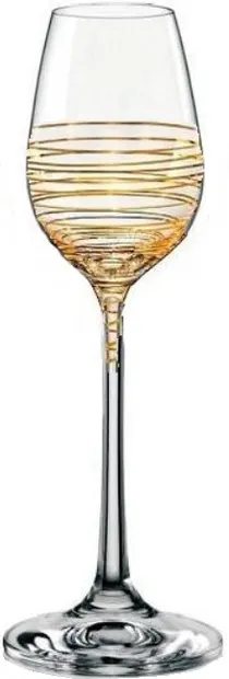 Pahare de brandy Bohemia Crystalex - Viola Gold Spiral Crystalex, 60 ml, 6 buc