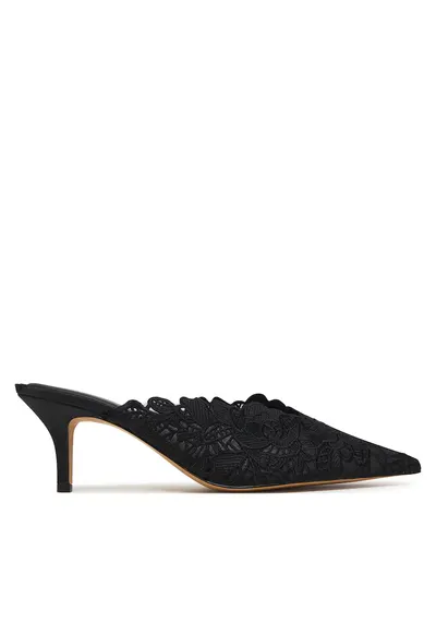 Pantofi dama - stiletto - negru - tesatura