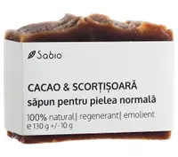 Sapun natural pentru pielea normala cu cacao si scortisoara, 130g, Sabio