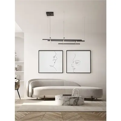 Lampa suspendata PACE Triac Dimabil Nisipiu Negru Aluminiu & Acrylic LED 83 Wat 220-240Volt 4847Lm 3000K IP20 Deschis sus & jos