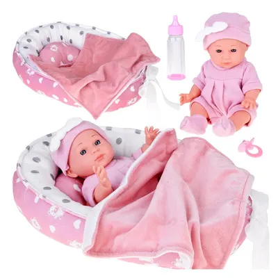 Papusa cu cosulet si accesorii, Roz
