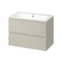 Set dulap de baie suspendat cu lavoar 80x45 cm, casmir, Cersanit Moduo