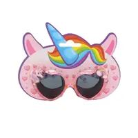 Ochelari de soare pentru copii, model inimă roz cu sclipici, unicorn și curcubeu decorativ