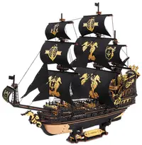 Puzzle 3D din lemn Robo Time din 603 piese - Nava cu pânze „Căluț de mare”