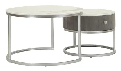 Mauro Ferretti Set De 2 Masute De Cafea Grays Cm Ø 70X45-50X38 | Aosom Romania