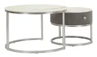 Mauro Ferretti Set De 2 Masute De Cafea Grays Cm Ø 70X45-50X38 | Aosom Romania