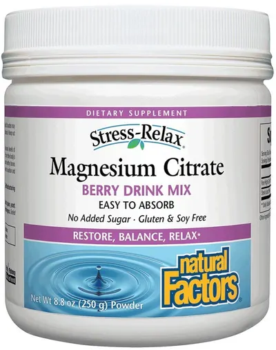Stress-Relax Magnesium Citrate, 250 mg, 250 g, Natural Factors