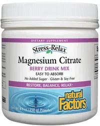 Stress-Relax Magnesium Citrate, 250 mg, 250 g, Natural Factors