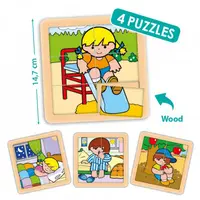 Set de 4 puzzle-uri din lemn (6 piese)