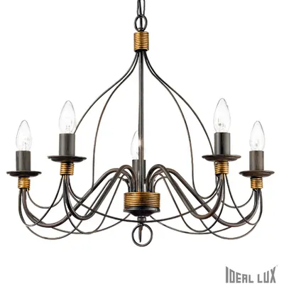 candelabru Corte, 5 becuri, dulie E14, D:640 mm, H:750/1050 mm, Ruginiu