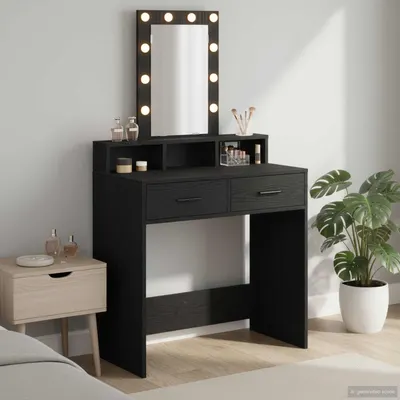 vidaXL Masă de Machiaj Negru 79 x 41 x 140 cm Lemn prelucrat