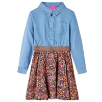 Rochie pentru copii cu mâneci lungi, bleumarin și albastru denim, 116