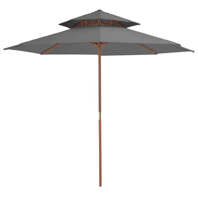 vidaXL Umbrelă de soare dublă, stâlp din lemn, 270 cm, antracit