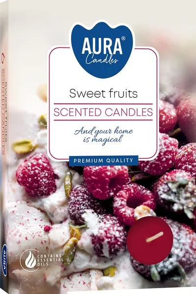Set de lumânări parfumate tip pastilă Bispol Aura - Sweet Fruits, 6 buc.