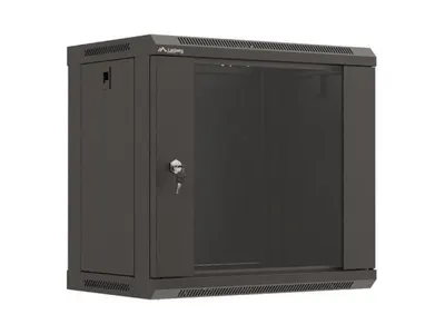 Dulap rack de perete 19", 9U, 540x350 mm, usa din sticla, negru