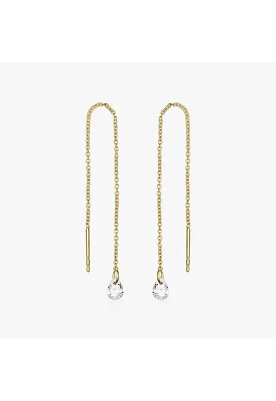 Cercei din argint Golden Solitaire - Zirconiu