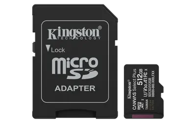 Card de memorie Kingston Canvas Select Plus Gen3 Micro-SDXC, 512 GB, Clasa 10 + Adaptor