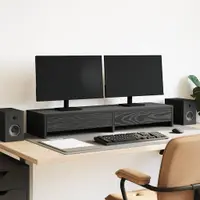 vidaXL Suport monitor cu sertare, stejar negru, 100x27x15cm, lemn prelucrat