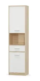Biblioteca TIPS, 2 usi, 1 sertar, stejar sonoma + alb, 50,2x34,3x195,5 cm
