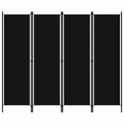 vidaXL Paravan de cameră cu 4 panouri, negru, 200 x 180 cm