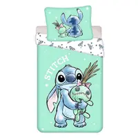 Lenjerie de pat pentru copii verde-mentă din bumbac pentru pat de o persoană 140x200 cm Lilo & Stitch "Buddies" – Jerry Fabrics