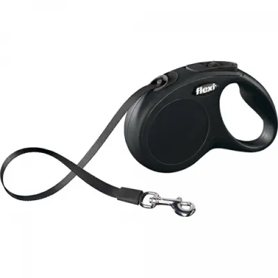 Lesa retractabila pentru caini, neagra, lungime 5 m, pentru caini cu greutate de pana la 50 kg