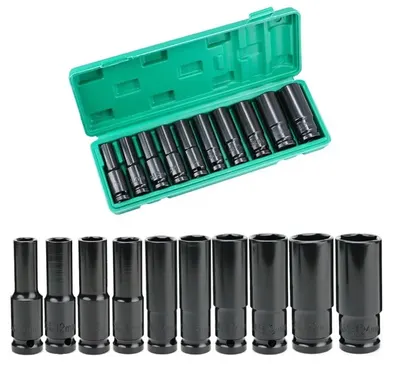 Set trusa tubulare impact Otel 10 piese 1/2 inch de la 8 la 24mm Negru