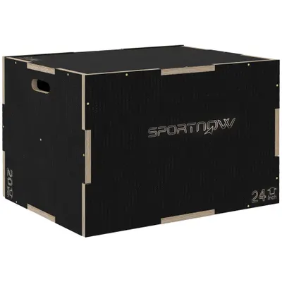 SPORTNOW Cutie Plyometrică 3-in-1 din Lemn Antiderapant, Ideală pentru Fitness Acasă, Dimensiuni 76/61/51cm | Aosom România