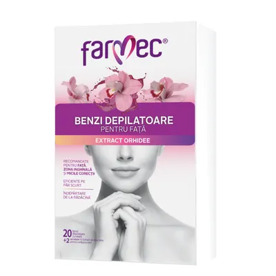 Benzi depilatoare pentru fata cu extract de orhidee, 10 x 2 bucati, Farmec