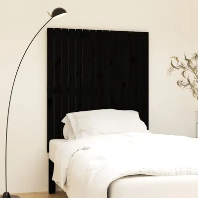 vidaXL Tăblie de pat pentru perete, negru 95,5x3x110 cm lemn masiv pin