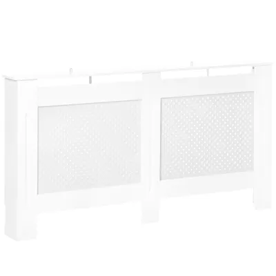 HOMCOM Mască pentru Calorifer din Lemn MDF cu Raft Superior, 151,5x82x19 cm, Alb | Aosom Romania