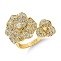 Inel floral din aur galben cu diamante de 0.9ct
