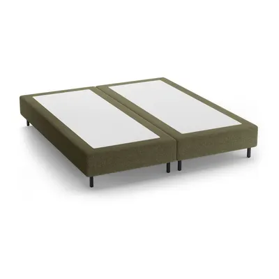 Pat matrimonial verde tapițat fără tăblie 200x200 cm Whale – Micadoni